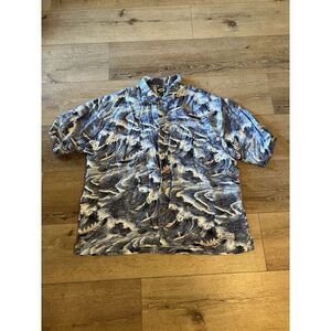 Tommy Bahama Mens Blue Short Sleeve Button Up Shirt Boating Graphic sz 2XL